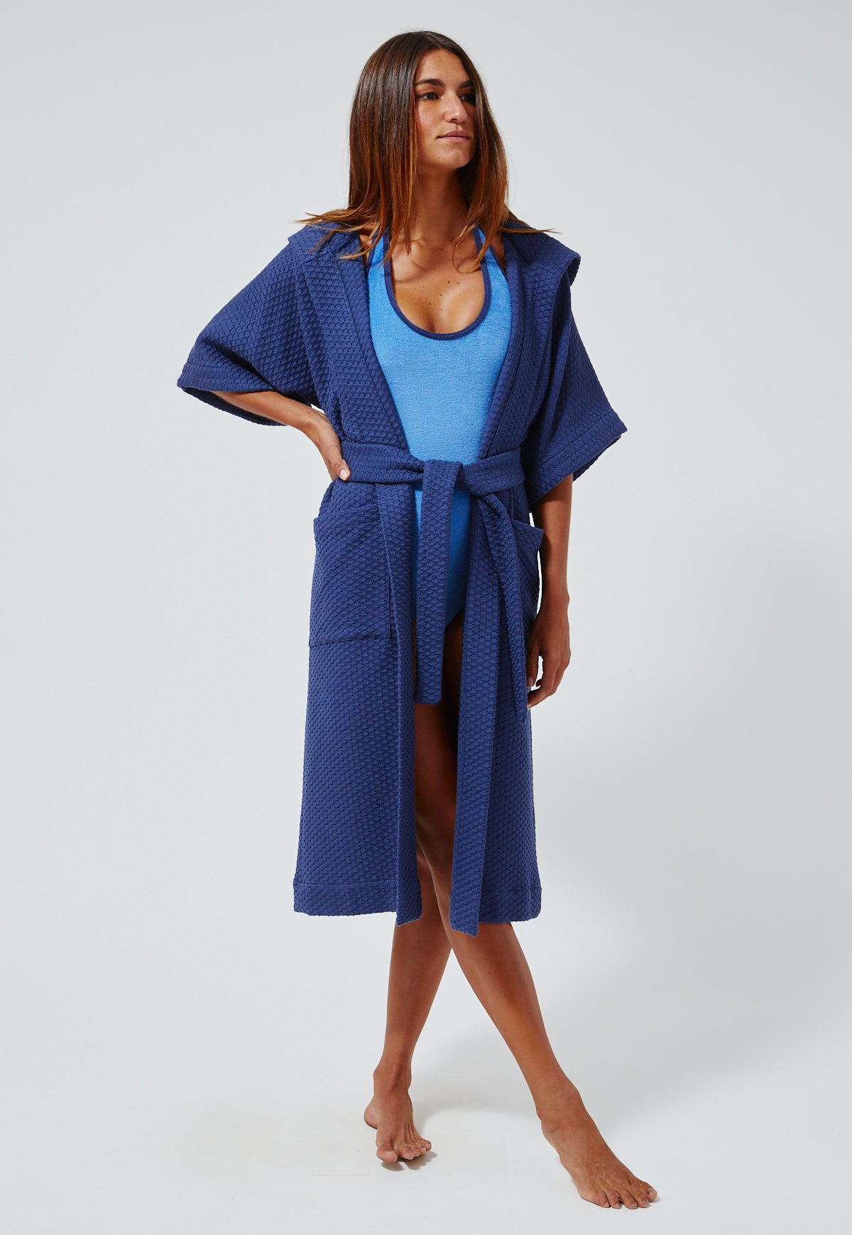 PAVILIA Soft Plush Women Fleece Robe, Blue Cozy Bathrobe, Female Long Spa  Robe, Warm Housecoat, Satin Waffle Trim, L/XL - Walmart.com
